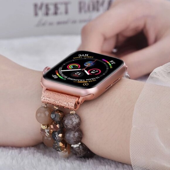 Coffee Pearl Beaded Apple Watch Bracelet - Picture 1 of 5